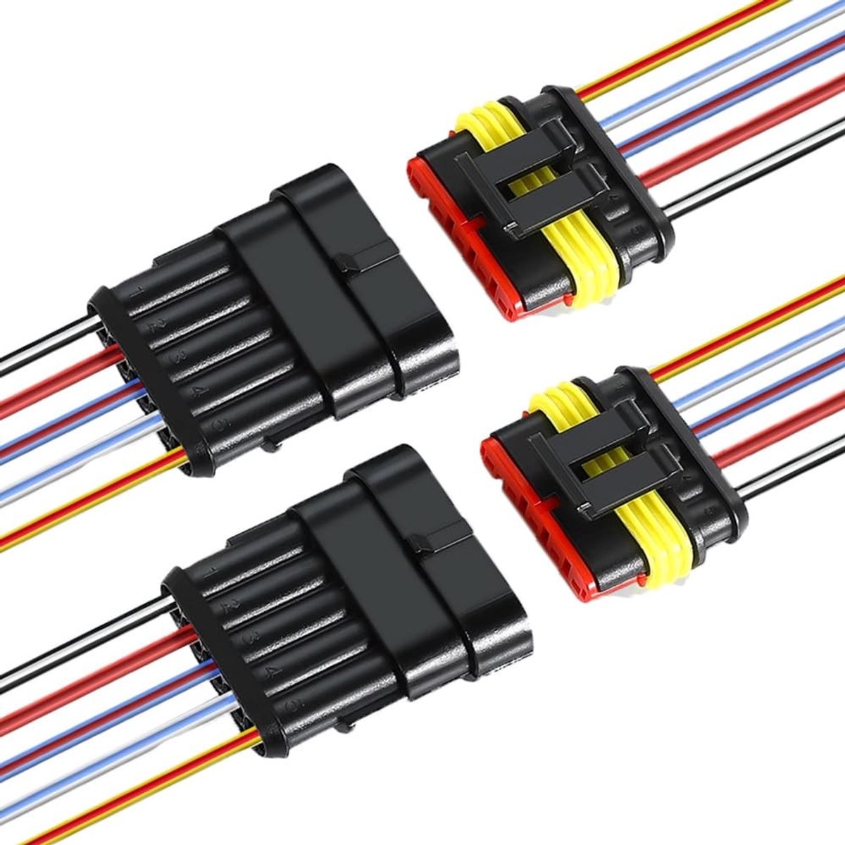 Dailygoods - 5-pins Auto Waterdichte Elektrische Kabelconnectoren - Voorbedraad - Zwart - Hoogwaardige Verbinding - Ideaal voor Auto's - Waterdicht en...