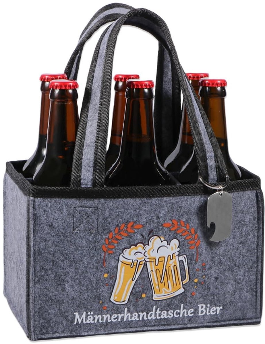 Dailygoods- Mannenhandtas met bierhouder - Grappige Cadeaus - Verjaardagscadeau - Kerstcadeaus - Gepersonaliseerde Geschenken - 1 Stuks - Bier Tas