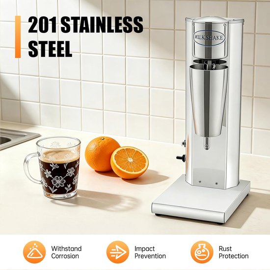Milkshake Mixer - Drankjes Blender - Snelle Drankjes Maken - Krachtige 180W Motor - 650 ml Capaciteit - Zilver — afbeelding 3