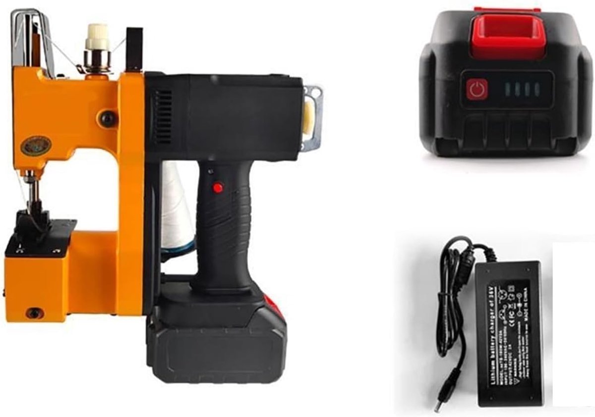 Elektrische Handnaaimachine - Draagbare Sluitmachine - Snel Zakken Sluiten - Krachtige Koperen Motor - 25cm Lengte - Oranje