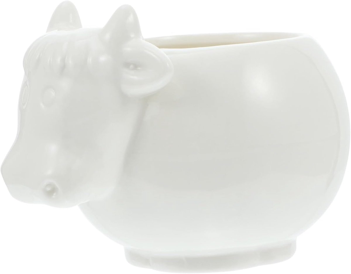Bloempot Koe Design - Keramische Pot - Planten Decoreren - Uniek Dier Vorm - 11x8.5cm - Wit