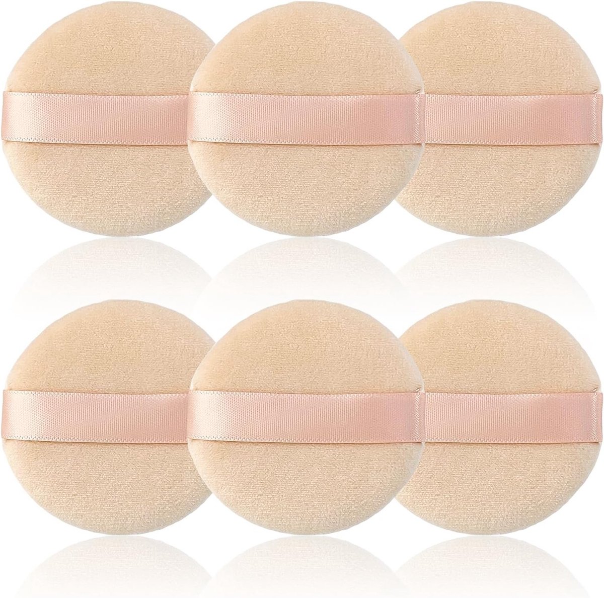 Set van 6 Zachte Ronde Poeder Puff, Ideaal voor Losse Poeder, Make-up Spons voor Gezicht en Lichaam, 6 cm Groot