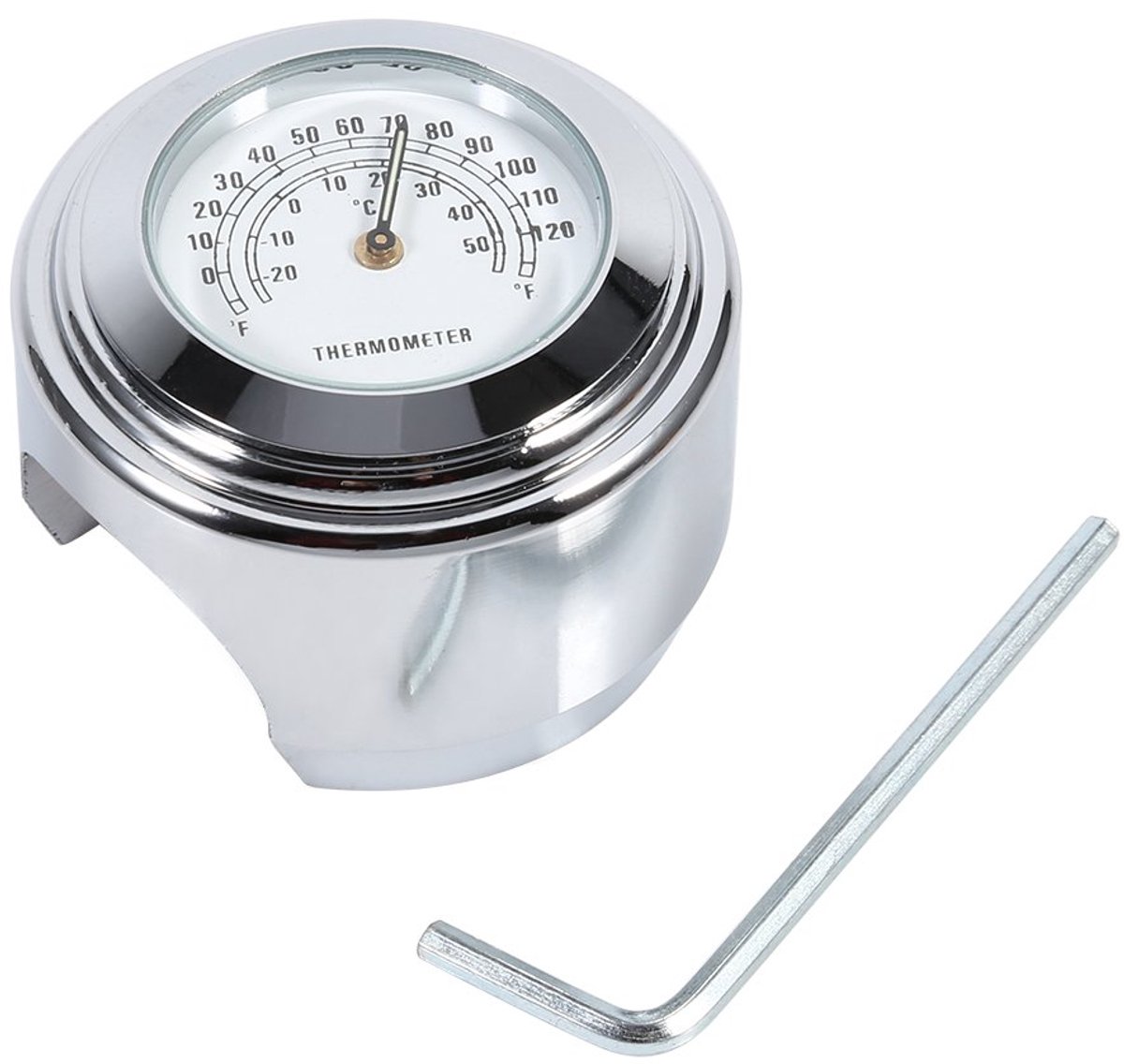 Motor Thermometer - Stuur Meter - Temperatuur Aflezen - Waterbestendig Schokbestendig - 4.5 cm Diameter - Chroom