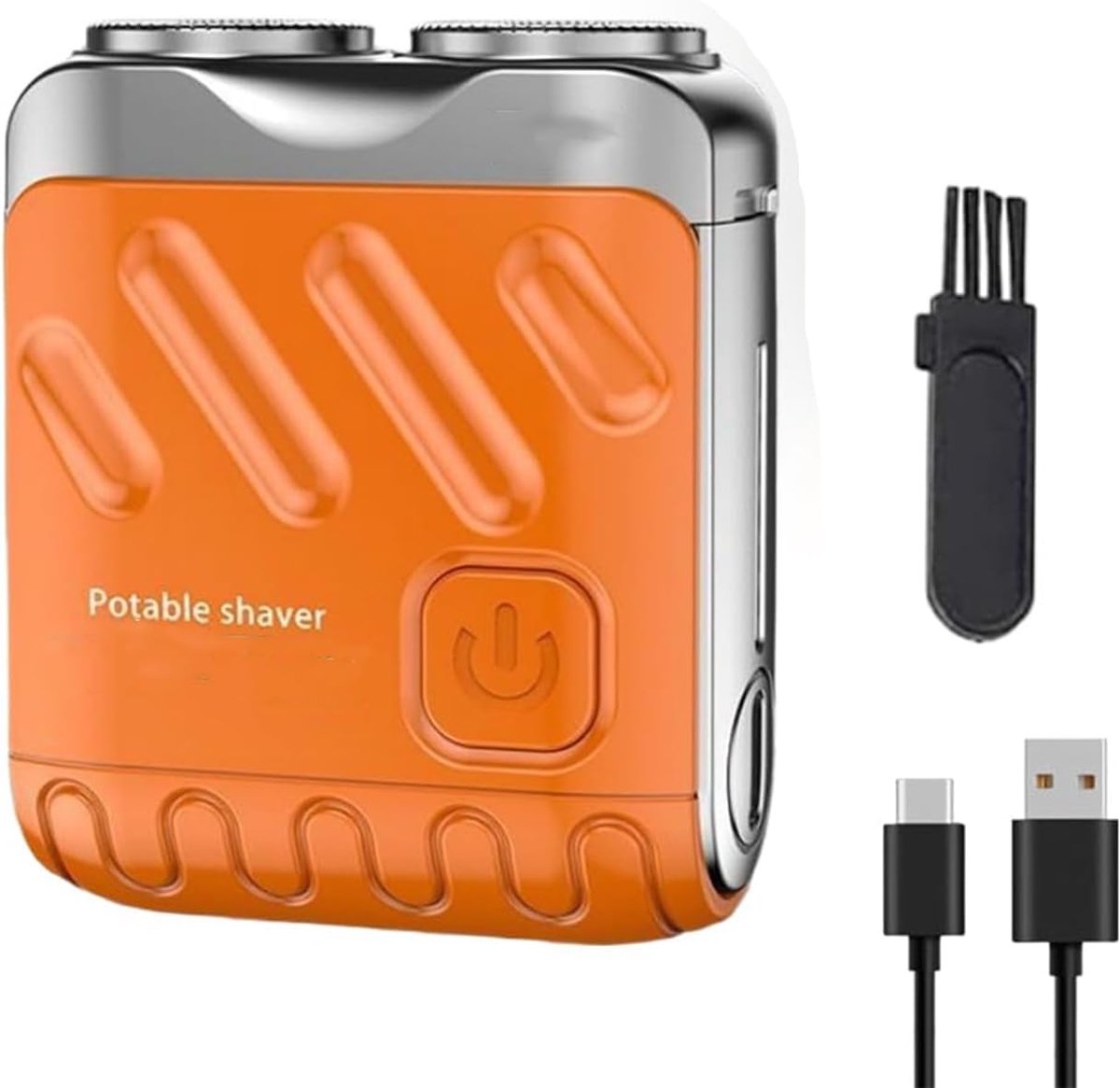 Mini scheerapparaat - Elektrisch scheermes - Glad scheren - Dubbele ring messen - Compact formaat - Oranje