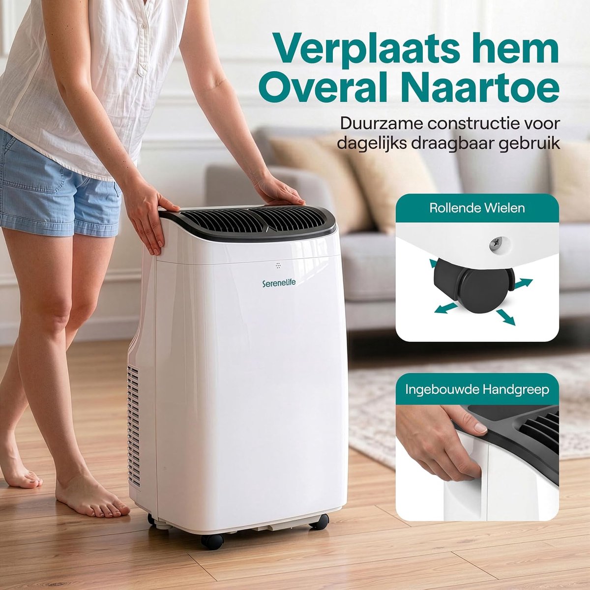 Mobiele airco 7000 BTU Wit met WiFi, App en Raamkit thumbnail 5