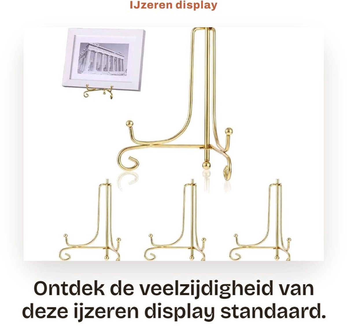Dailygoods- Bordenhouder - IJzeren Display - Plaathouders - Bordenstandaard - Ezel - Voor Foto's/Boeken - Standaard