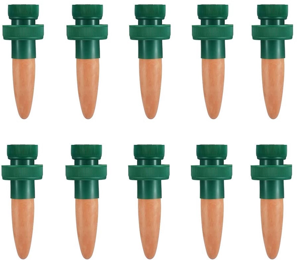 Dailygoods- Waterdruppelaars 10 Stuks - Terracotta - Automatische Irrigatie - Hoogwaardig Keramisch - Voor Waterflessen - Duurzaam en Weerbestendig - Plant Waterer