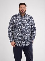 LERROS Overhemd met lange mouwen en bloemenprint in grote maten , Maat: 5XL , Kleur: CLASSIC NAVY , 55% linnen, 45% katoen