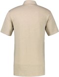 Achterkant van een donkerbeige gemêleerd LERROS poloshirt van katoen en linnen.