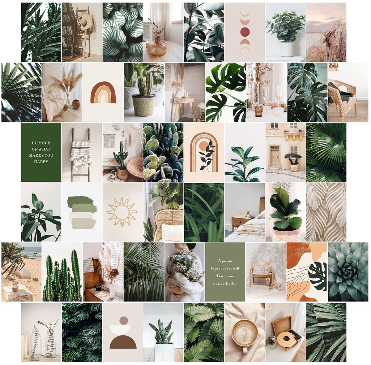 Dailygoods- Wandcollageset 50 Stuks - Esthetische Afbeeldingen - Karton 300 g/m² - Inclusief Kleefpads - Retro Ontwerp - Decoratie voor Woonkamer - Wanddecoratie