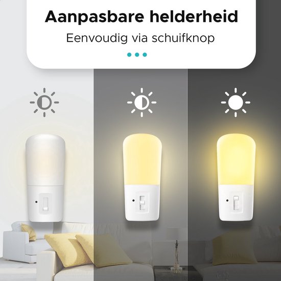 Qumax LED Nachtlampje Stopcontact 4 stuks - Nieuw model - Wit van Qumax — afbeelding 4