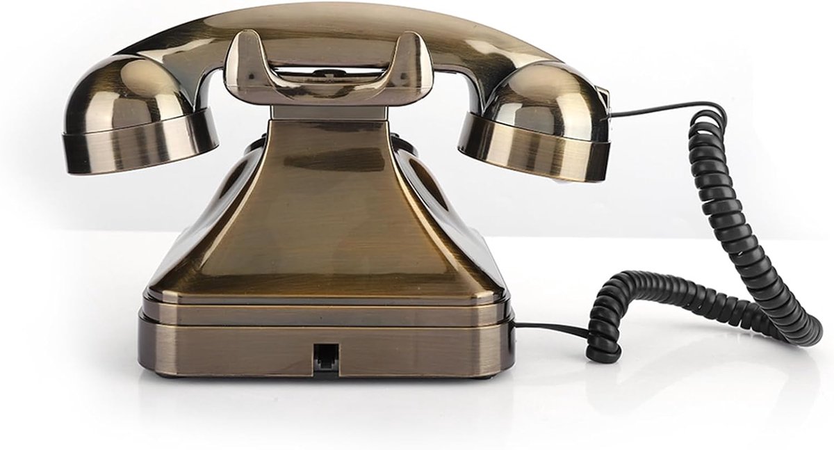 Vaste Telefoon - Antieke Telefoon - Thuiskantoor Inrichting - Stijlvolle Bronzen Kleur - 23 x 16 x 15 cm - Brons