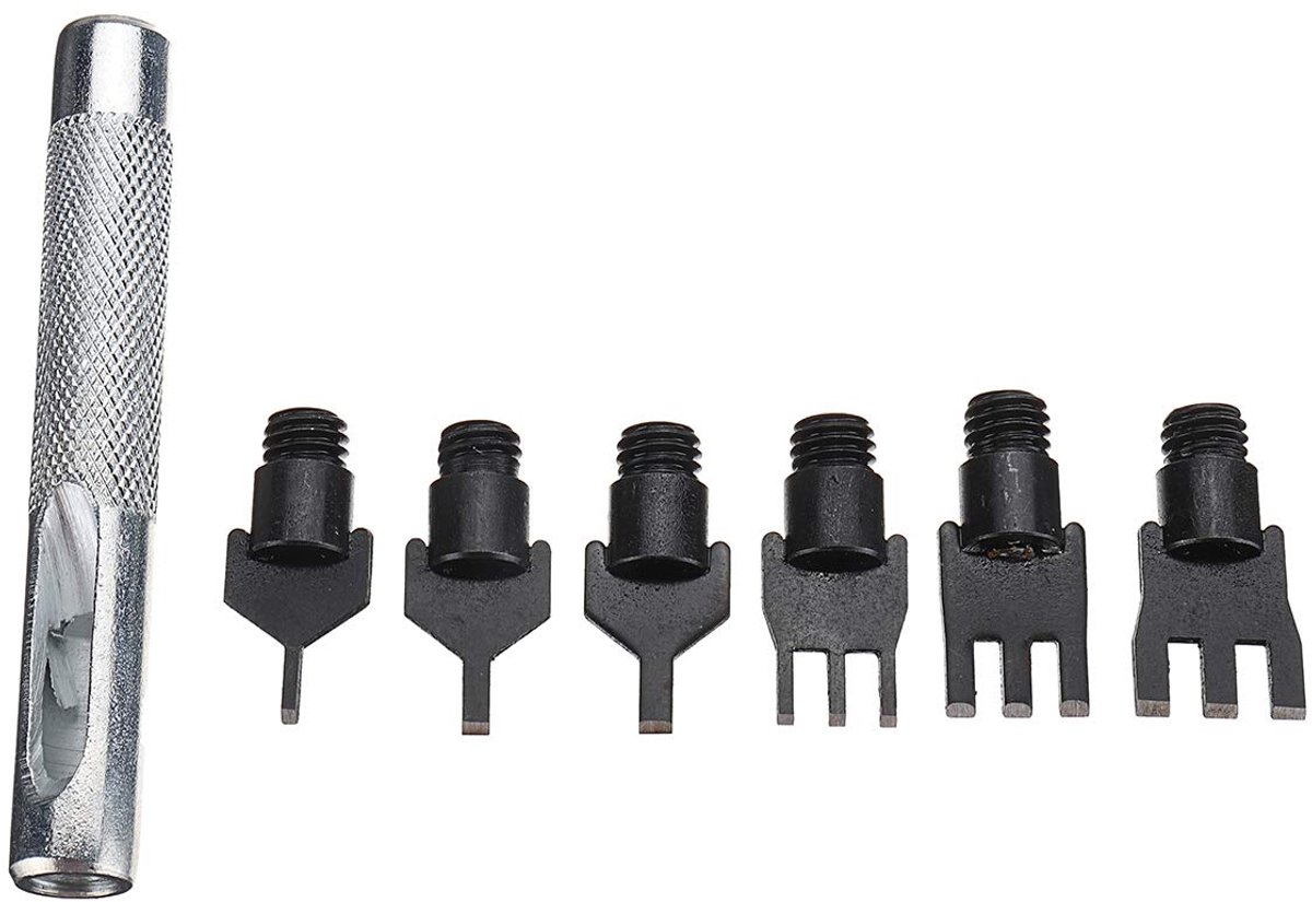 Leer Gereedschap Set - Stanzen Tools - Leer Bewerken - Zes Tools In Eén - 3 Maten - Zilver