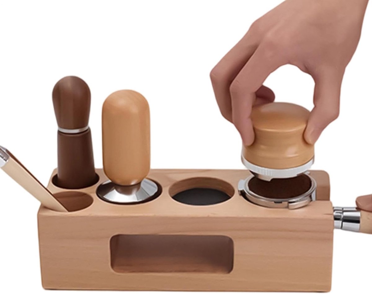 Koffie Tamping Station Espresso Organizer Koffie Bereiding Stabiele Houten Basis 58mm Meerkleurig