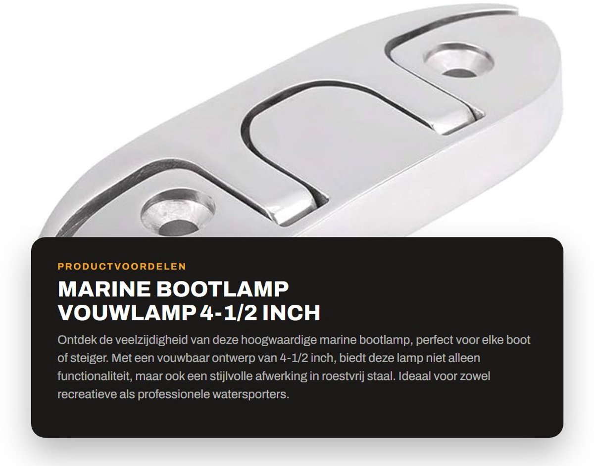 Dailygoods- Bootklem Hoogklapbaar - Marine Dock Cleat 4,5 inch - Roestvrij Staal - Opvouwbaar - Bevestigingselementen - Schokbestendig - Dockcleat