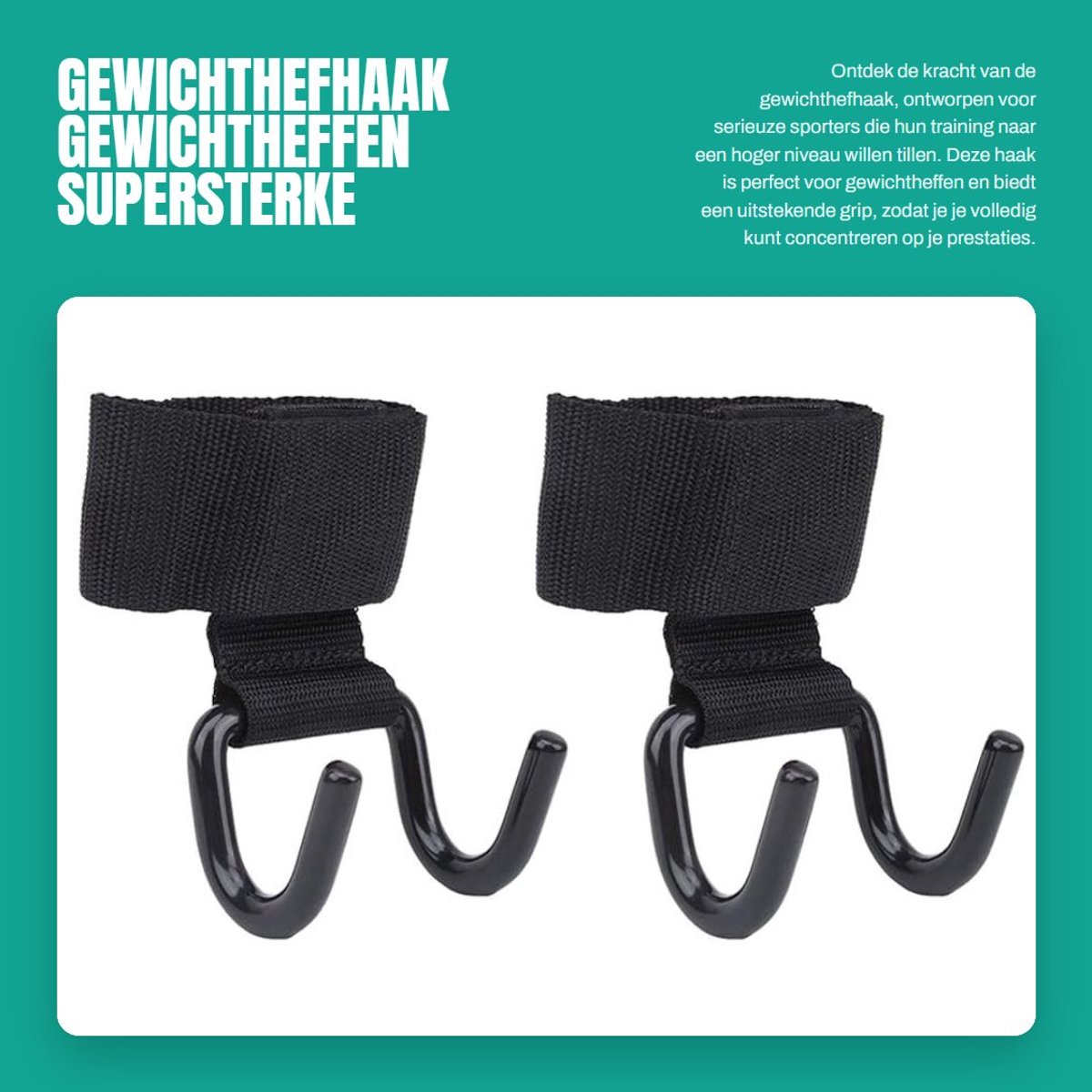 Dailygoods- Gewichthefhaak Supersterke Haak - Powerlifting - Krachttraining - Fitness - Massief Staal - Slijtvast - Gewichthefhaken