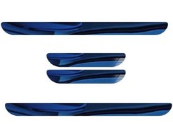 Instaplijsten RVS - Dorpelbeschermers Auto - Auto Beschermen - Blauwe Grafische Trim - 2x 54.5cm 2x 24.5cm - Zilver