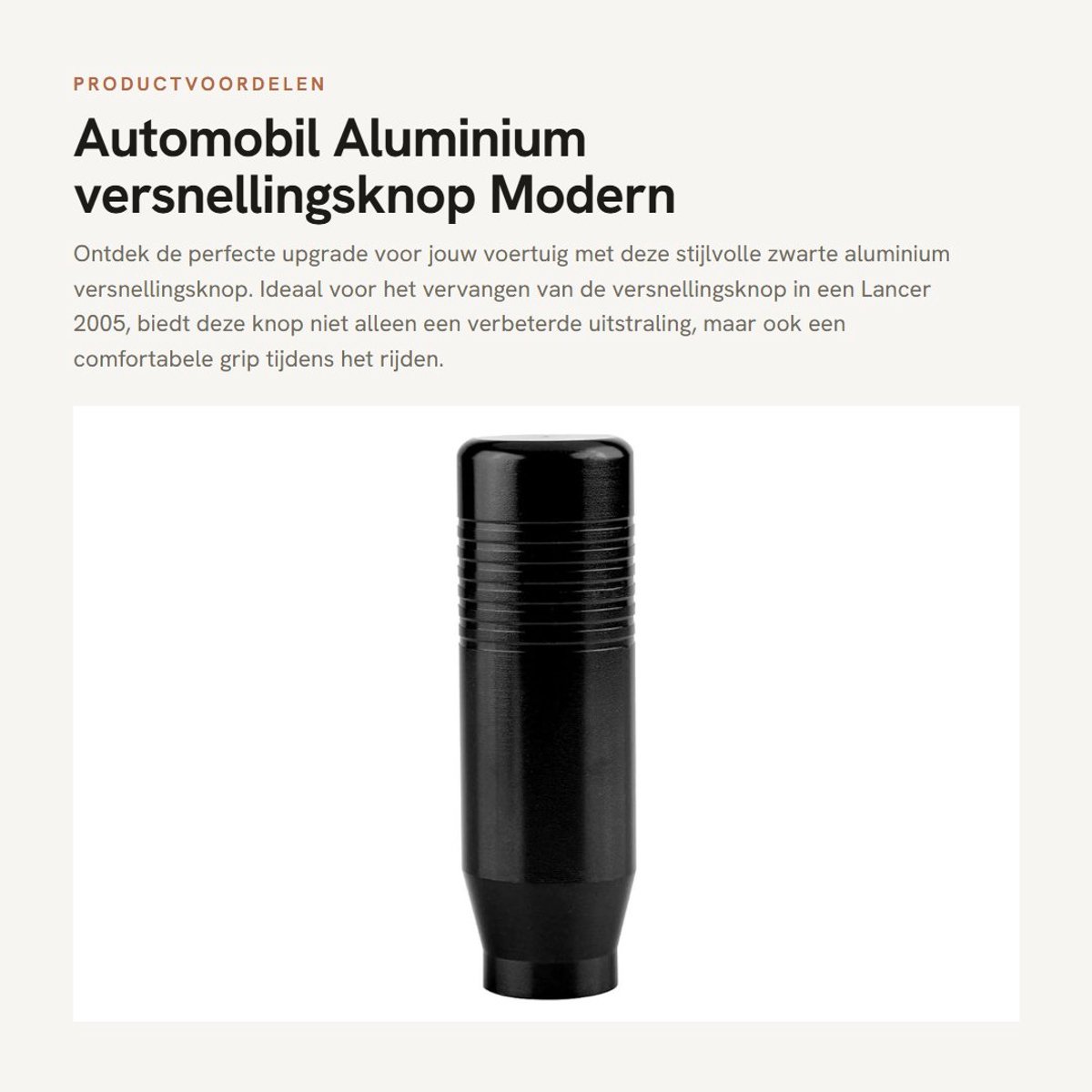 Dailygoods - Automobil - Aluminium versnellingsknop - Modern design - Zwart - Gear shift knob - Geschikt voor lancer 2005 - Kleur zwart