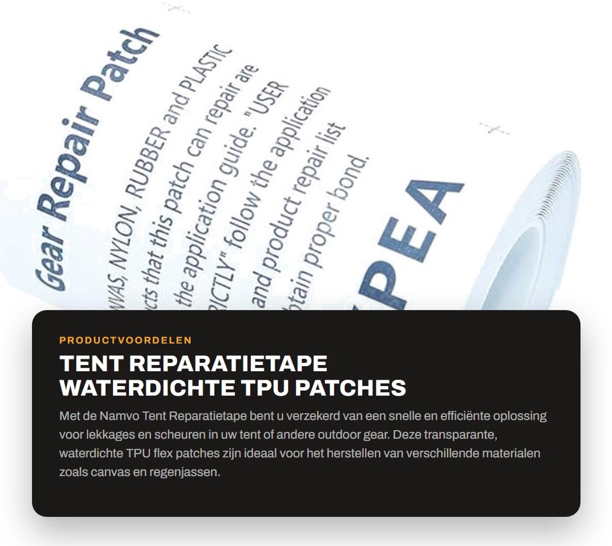 Dailygoods- Tentreparatietape Transparant - Waterdichte TPU Flex Patches - Reparatiesticker voor Tenten - Snelle Oplossing voor Gaten - Eenvoudig te Snijden en Gebruiken - Reparatietape