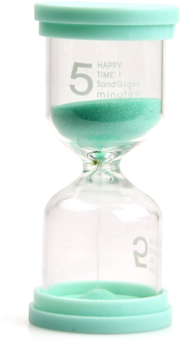 Dailygoods - Zandloperset voor kinderen, zandloper, tandenpoetsen 3/5/10 minuten, kleurrijk glas, timer, eierwekker, kinderen, tandenborstelklok, klaslokaal, keuken, woningen, kantoor, (Groen)