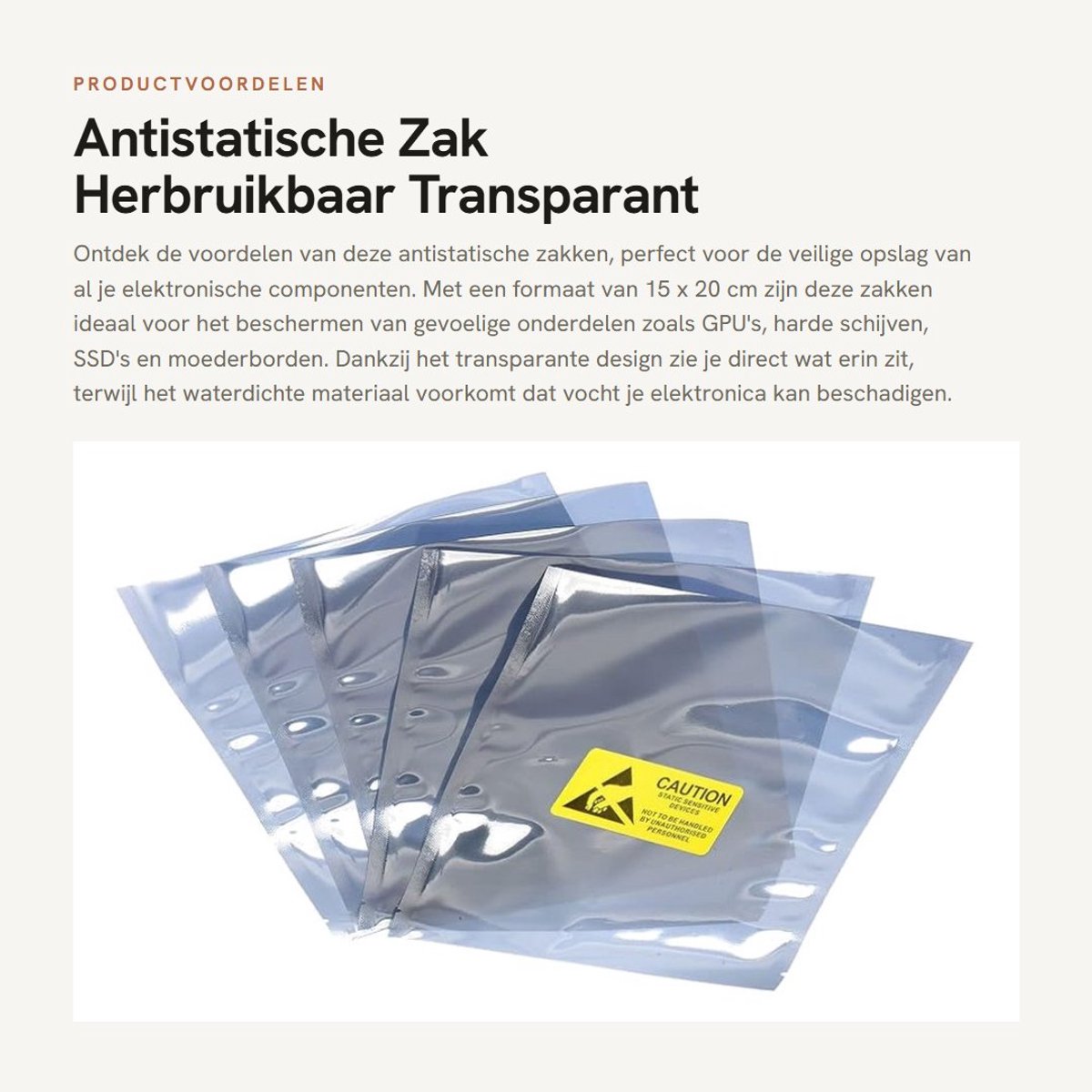 Dailygoods - Antistatische Zak - Herbruikbaar - Transparant - 25 Stuks - ESD-afscherming - Voor Elektronische Componenten - 15 x 20 cm