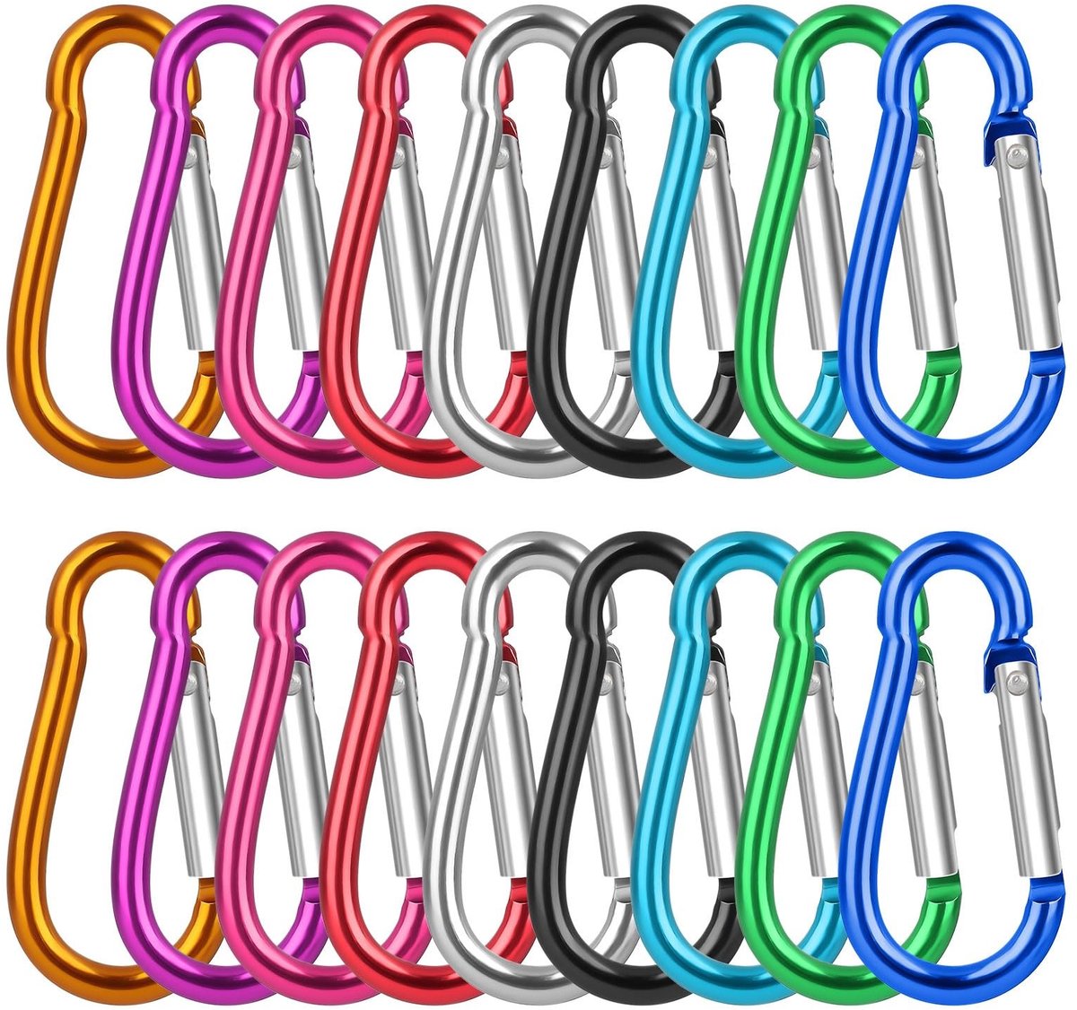 Dailygoods- Karabijnhaak 18 stuks - Mini/Sleutelhanger - Aluminium - Corrosiebestendig - Slijtvast - Krasbestendig - Voor outdoor/camping - Haak