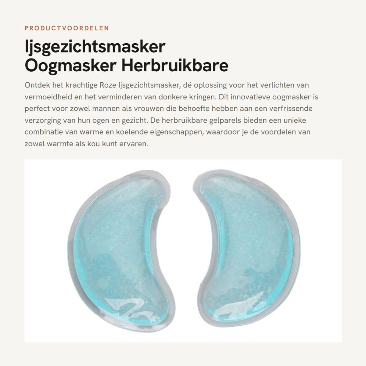 Dailygoods- IJsgezichtsmasker Verwarmd - Oogmasker Koud - Oogmasker voor Donkere Kringen - Herbruikbare Gelparels - Anti-vermoeidheid - PVC Materiaal