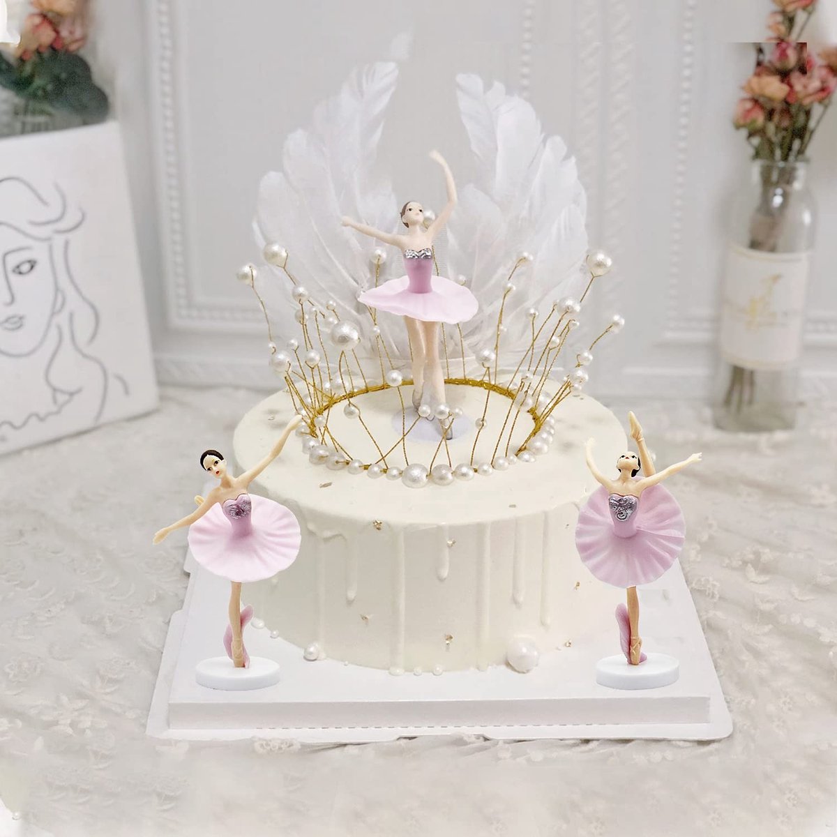 Dailygoods - 5 Stks Ballet Meisje Verjaardagstaart Decoratie Cupcake Beeldjes Gelukkige Verjaardag Cake Toppers Geschikt Voor Bruiloft Feest Verjaardagstaart Decoratie