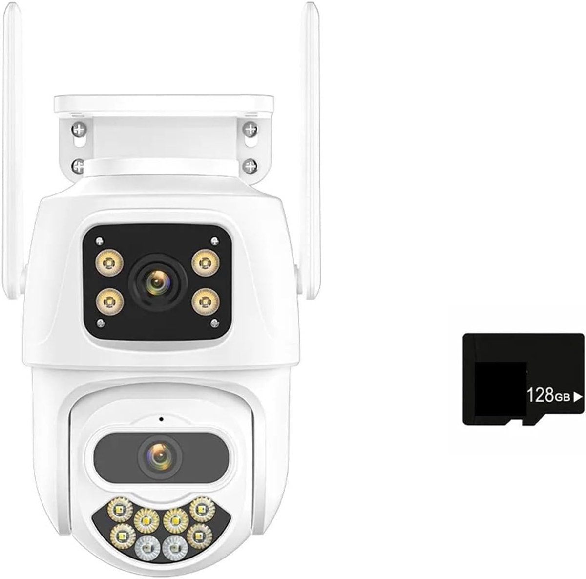 Beveiligingscamera - IP Camera - Huis Bewaken - Drie Lenzen 8x Zoom - 9MP HD - Wit