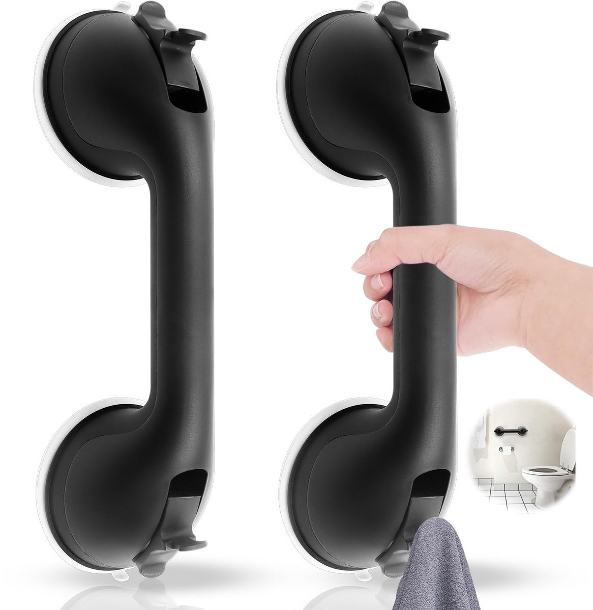 Dailygoods- Douchegreep met Zuignappen - Badgreep - Handgreep voor Senioren - Draagvermogen 100 kg - Duurzaam Kunststof/Siliconen - Geschikt voor Badkamer en Douche - Badsteun