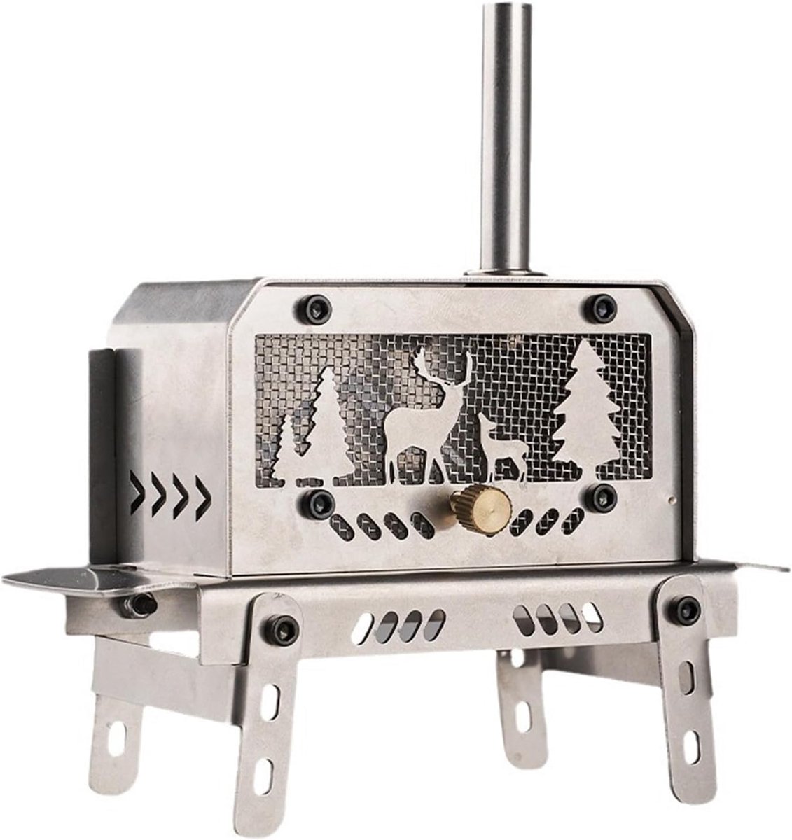 Draagbare Houtkachel - Mini Oven Outdoor - Buiten Koken - Inklapbaar Roestvrij Staal - 14.3L x 7.3B x 7.2H cm