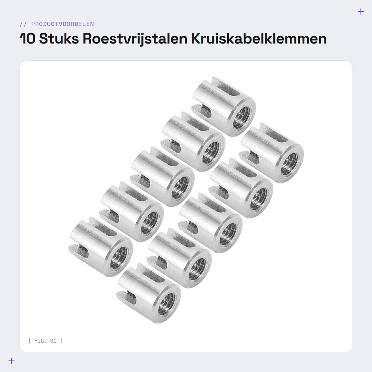 Dailygoods- Kruiskabelklem Set van 10 Stuks - Draadkabelclips