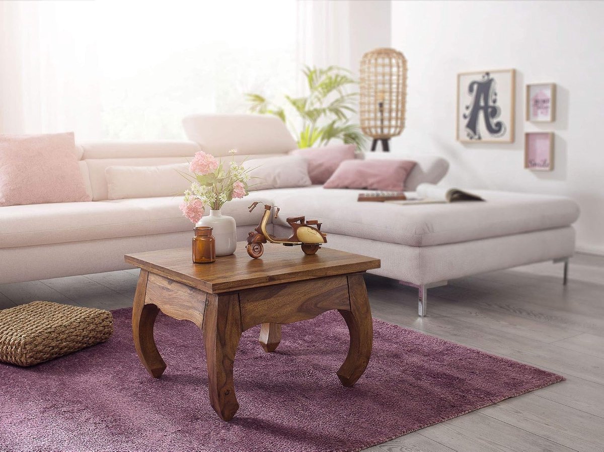 Houten Salontafel - Bijzettafel Woonkamer - Ontspannen Zitten - Handgemaakt Uniek Design - 60x60x40 cm - Houtkleurig