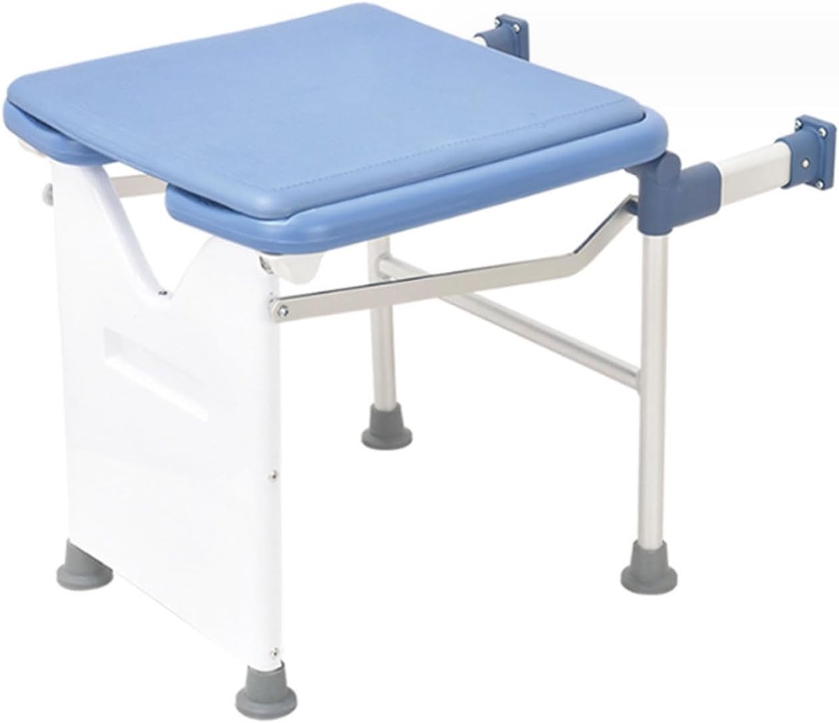 Opvouwbare Toiletstoel - Douchebank Commode - Veilig Zitten - Gereedschapsloos Monteren - 120 kg Draagvermogen - Blauw