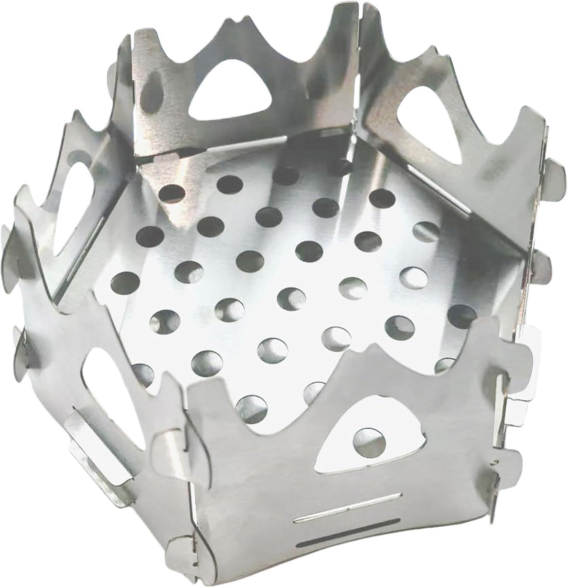 Houtkachel Outdoor - Kampeerfornuis - Buiten koken - Duurzaam roestvrij staal - 20 cm lengte - Zilver