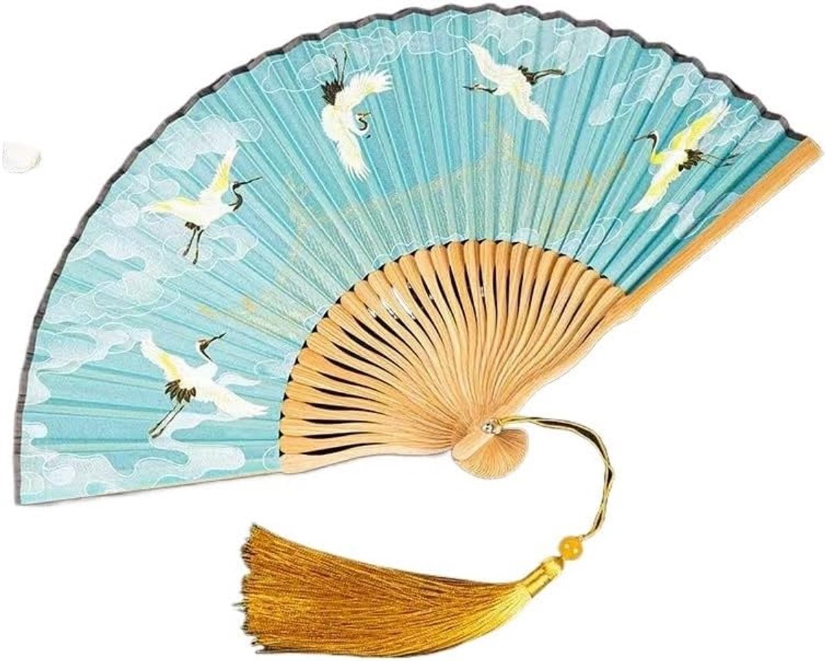 Handventilator Opvouwbaar - Antieke Fan - Koelte Brengen - Klassieke Stijl - 38x21cm - Houtkleur