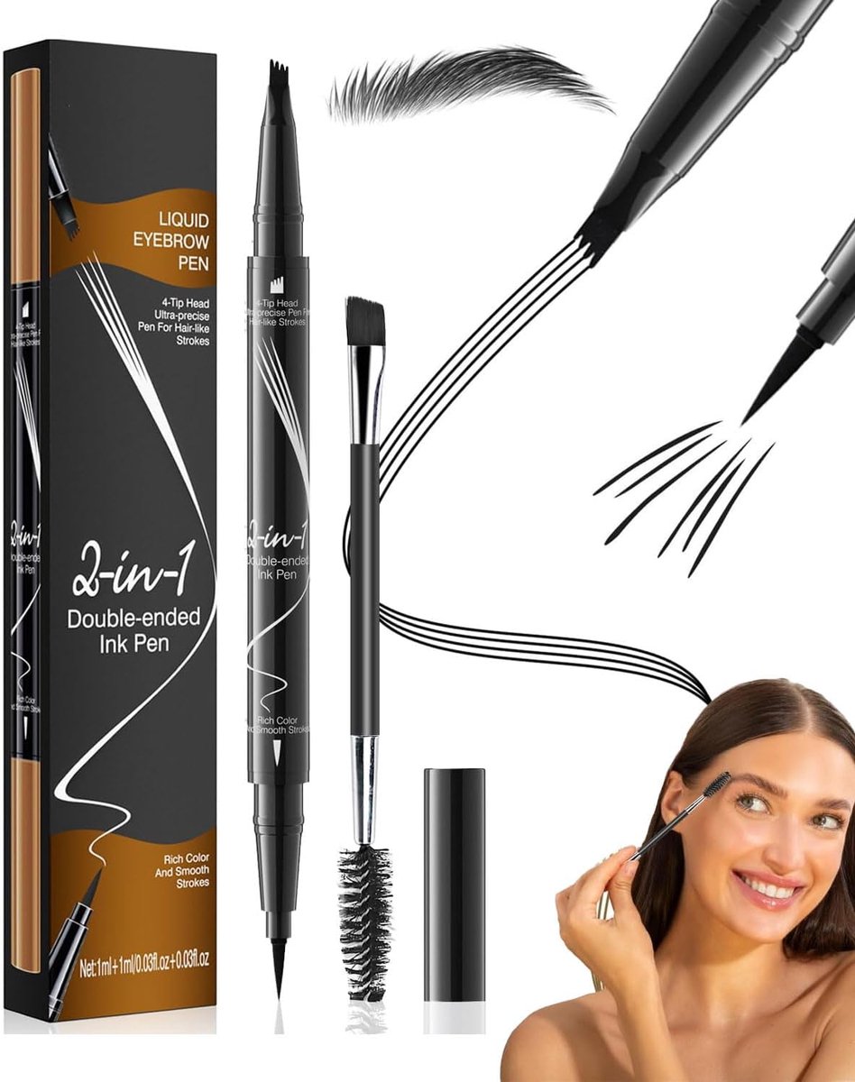 Wenkbrauwstift met 4 punten - Microblading pen - Natuurlijke wenkbrauwen creëren - Ergonomisch gebogen punt - 166 x 125 cm