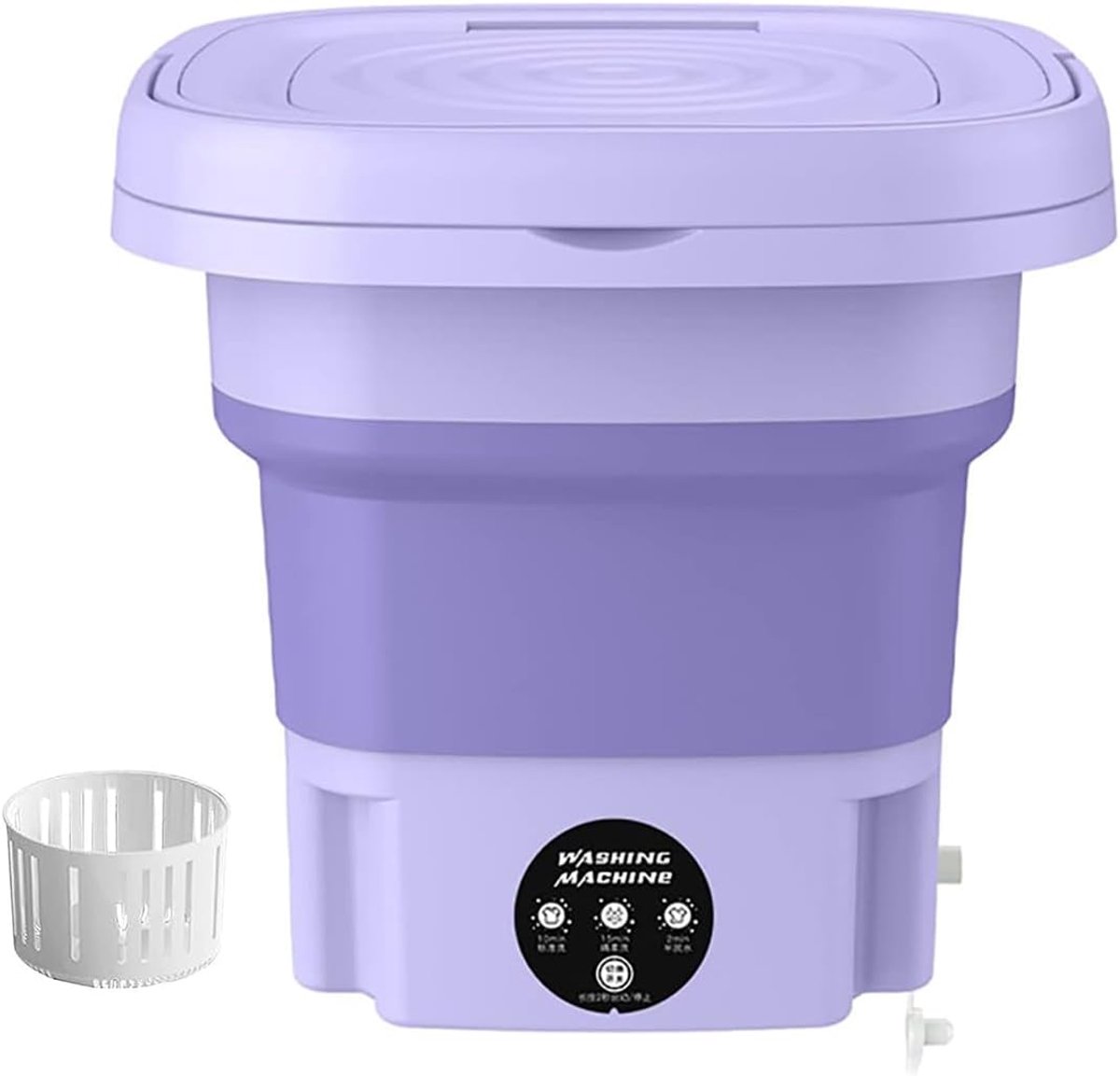 Draagbare Wasunit Mini Opvouwbaar Kleine Wasjes Met Afdruipmand 8 Liter Paars