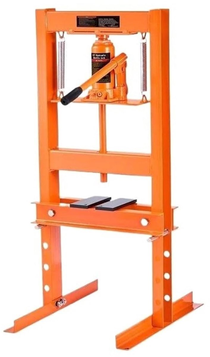 Werkplaatspers Hydraulisch - Hefgereedschap Krachtig - Onderdelen Monteren - Overdrukventiel Beveiliging - 6 Ton Capaciteit - Zwart