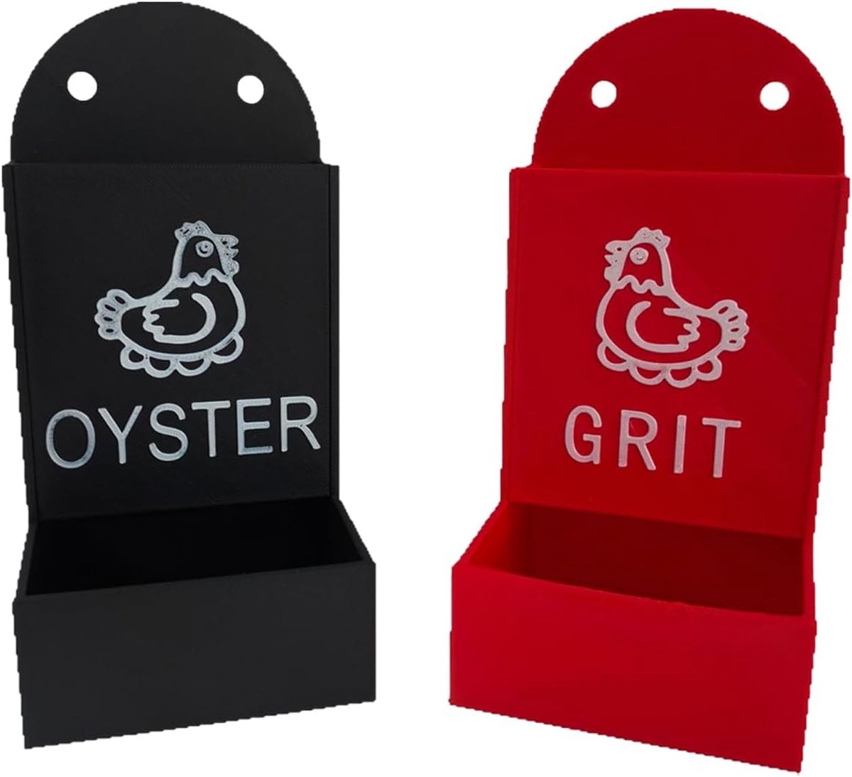 Grit Voederautomaat - Voerdispenser Gevogelte - Voer Efficiënt - Morsbescherming Ontwerp - 2 Stuks - Zwart Rood