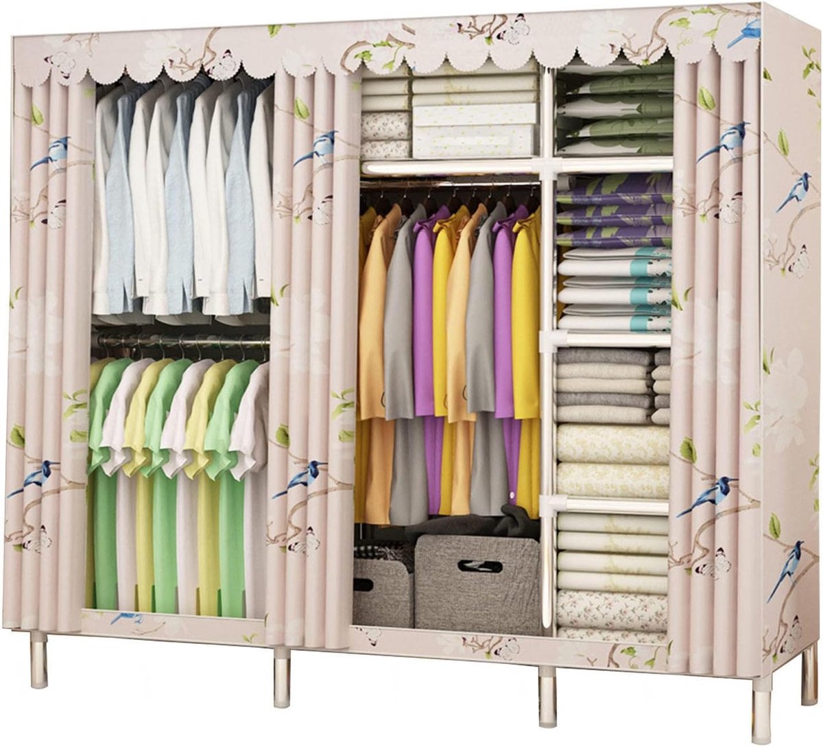 Draagbare Kledingkast - Opbergkast Stoffen - Kleding Opbergen - Eenvoudige Montage - 210x45x170cm - F