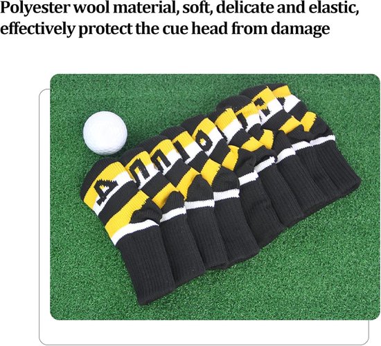 Golf Club Covers - Iron Protectors - Club Bescherming - Set van 9 Stuks - Met Nummers - Zwart van GOLF — afbeelding 3