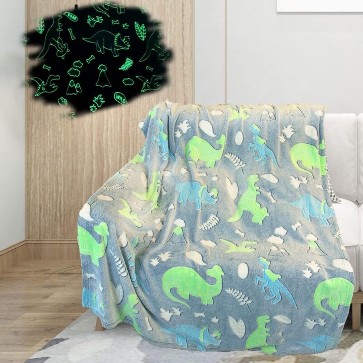 Deze kinderdeken is zacht en huidvriendelijk en geeft licht in het donker. Geschikt voor op bed of bank, en voor zowel jongens als meisjes. (150 x 200 cm)