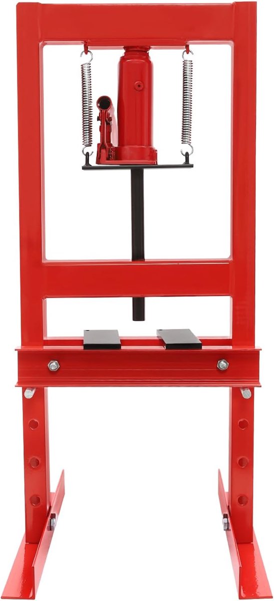 Hydraulische Pers - Werkplaatspers H-Frame - Onderdelen Vormgeven - Inclusief Druk Meetinstrument - 6 Ton Capaciteit - Rood