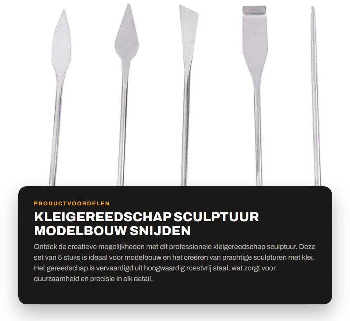 Dailygoods- Kleigereedschap 5 Stuks - Sculptuur Gereedschap - Modelbouw Snijden Kit - Roestvrij Staal - Lichtgewicht - Duurzaam
