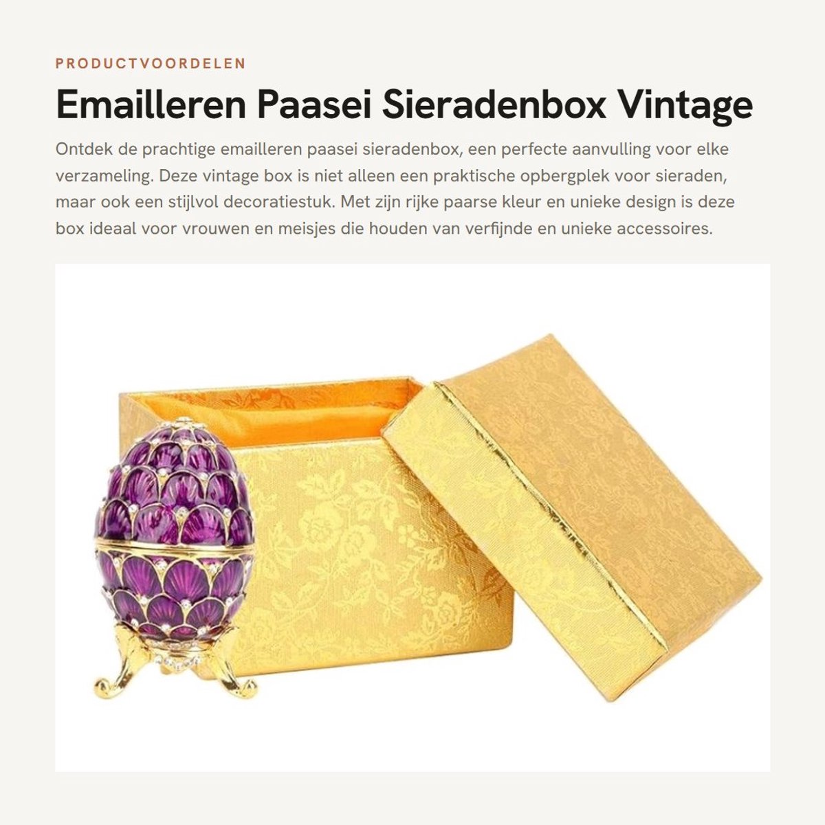 Dailygoods- Sieradendoos Geëmailleerd - Vintage Decoratie - Paasei Doos - Cadeau - Ambachten - Hoogwaardige Kwaliteit - Sieradenkist