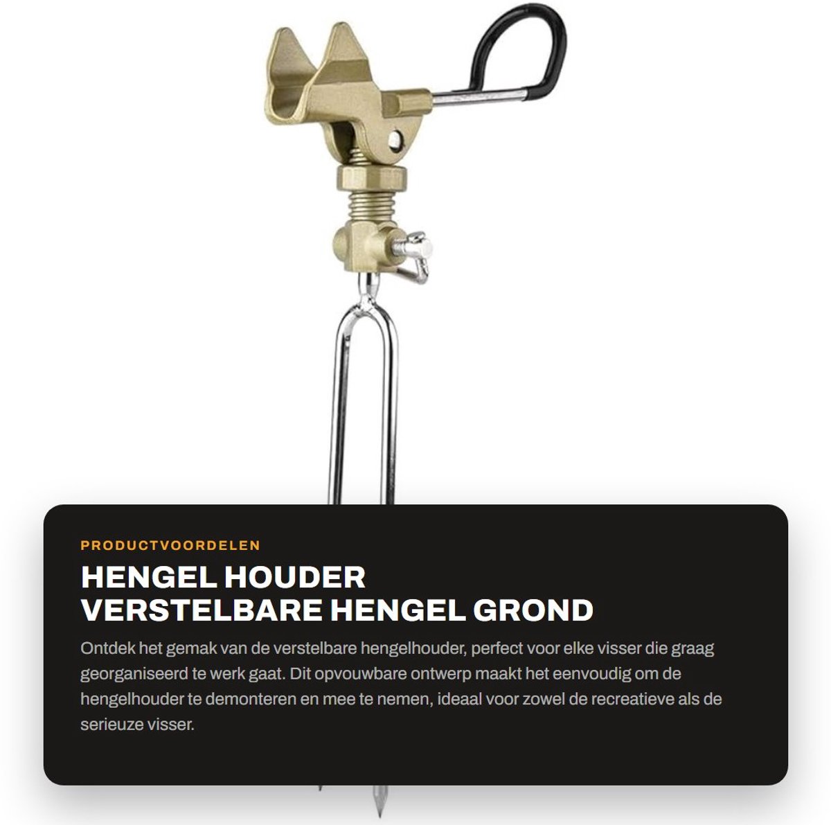 Dailygoods- Hengelhouder Verstelbaar - Opvouwbaar - Aluminium - Antislip - Verstelbare Stabilisatiehoek - Zachte Rubber Mouwen - Hengelrek