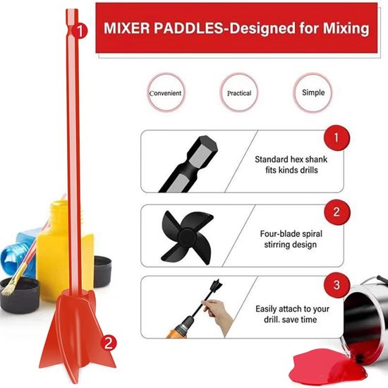 Mixer Opzetstukken - Roerstaafjes Boor - Hars Mengen - Spiraalvormig Ontwerp - 4 Stuks - Zwart — afbeelding 4