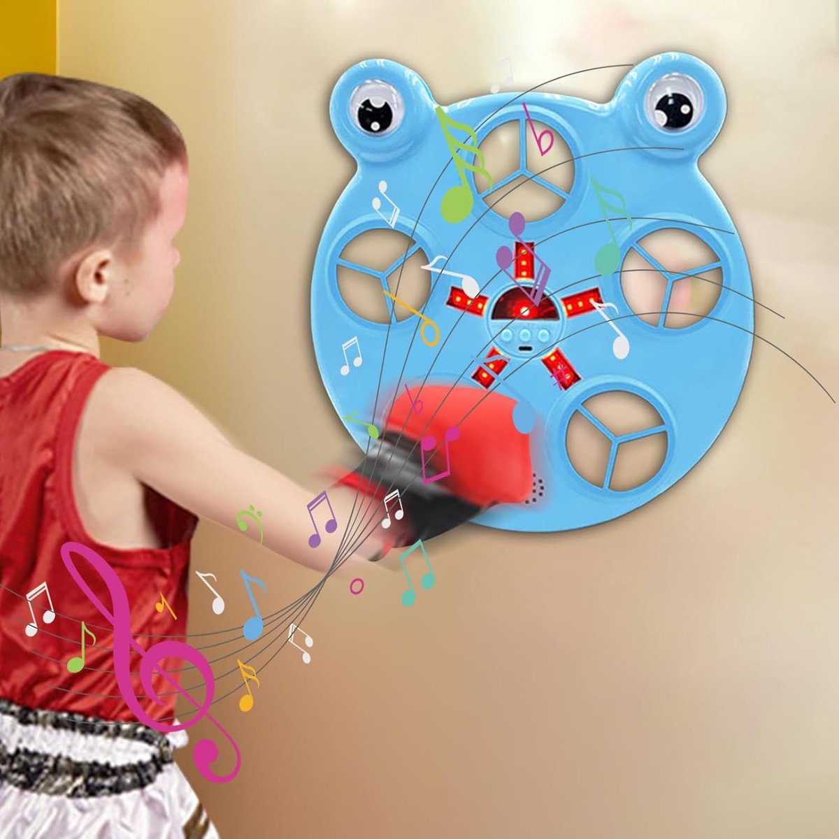 Muziek Boksmachine - Wandtrainer Fitness - Coördinatie Verbeteren - Interactieve Ritmes - 33 cm Breed - Blauw