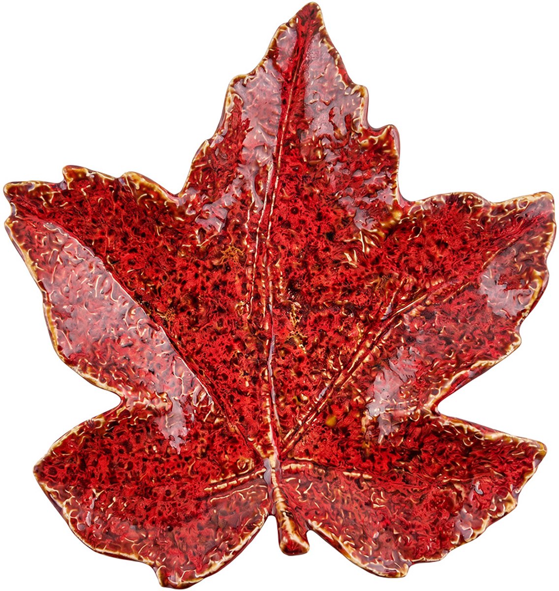 Clayre & Eef Decoratie schaal Blad Rood Keramiek